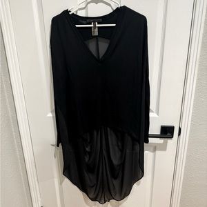 BcbgMaxAzria High-Low Long-sleeve Sheer Back Top